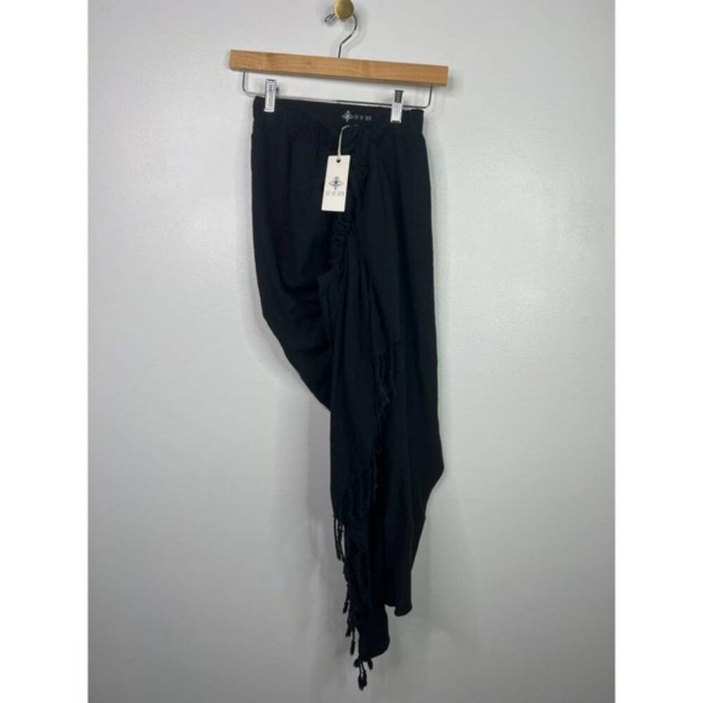 NWT Just Bee Queen Tulum Ruched Cotton Side Black Midi Zip Skirt Size: XS - Picture 2 of 8